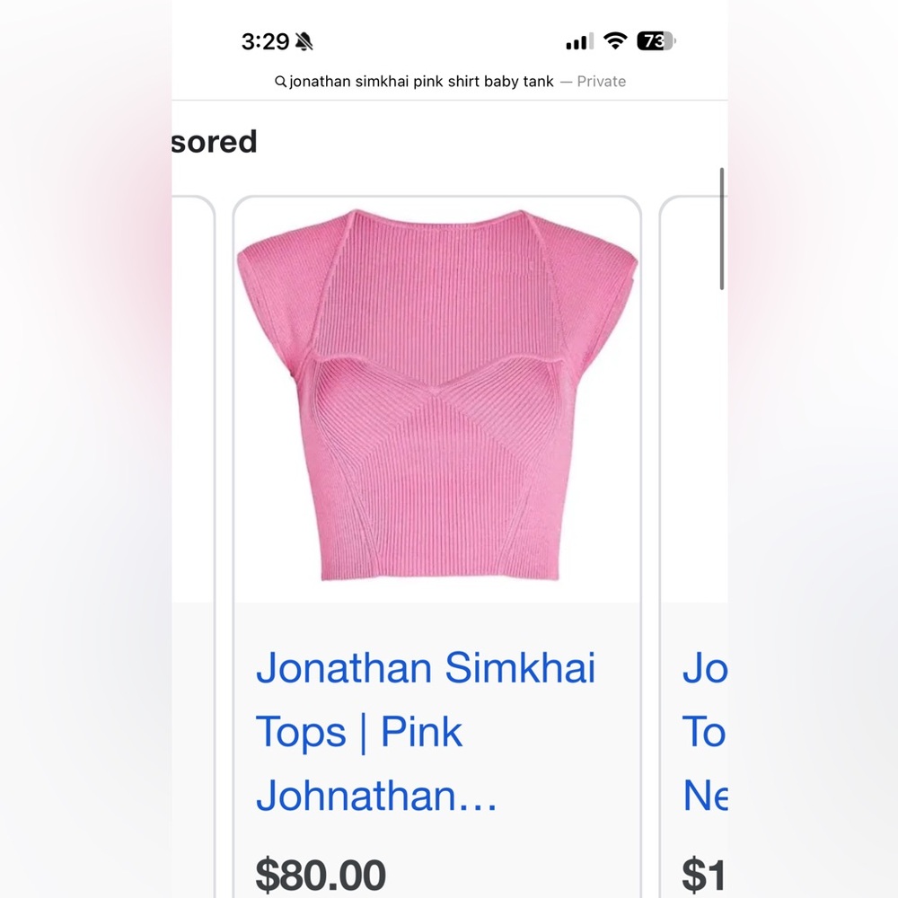 Jonathan Simkhai Pink Ribbed Tank Top